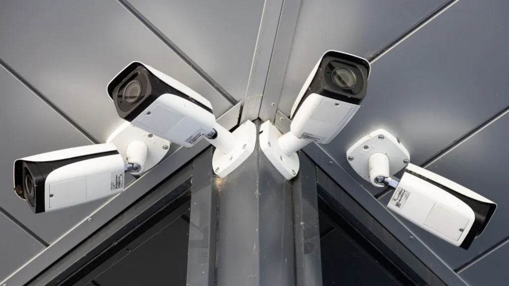 bottom view close up of four white surveillance ca 2023 11 2